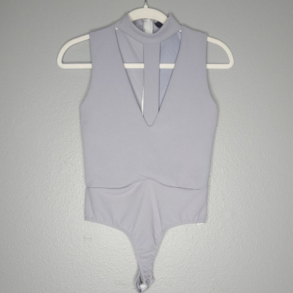 Misguided bodysuit ribbed vneck tank top